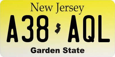 NJ license plate A38AQL