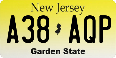 NJ license plate A38AQP