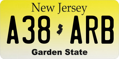 NJ license plate A38ARB