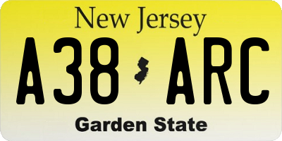 NJ license plate A38ARC