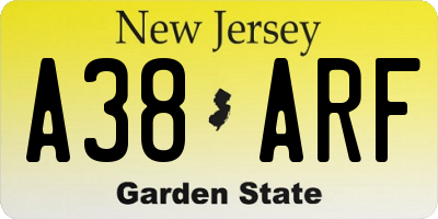 NJ license plate A38ARF