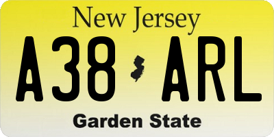 NJ license plate A38ARL