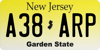 NJ license plate A38ARP