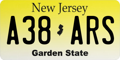 NJ license plate A38ARS