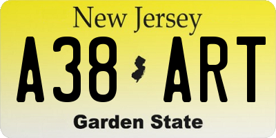 NJ license plate A38ART