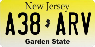 NJ license plate A38ARV