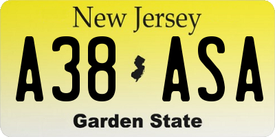 NJ license plate A38ASA
