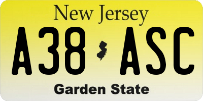 NJ license plate A38ASC