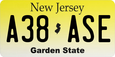 NJ license plate A38ASE