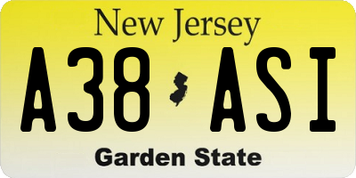NJ license plate A38ASI
