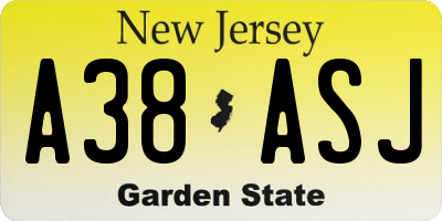 NJ license plate A38ASJ