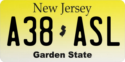 NJ license plate A38ASL