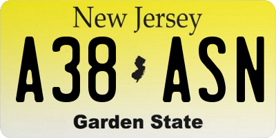 NJ license plate A38ASN