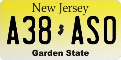 NJ license plate A38ASO