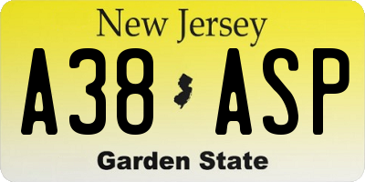 NJ license plate A38ASP