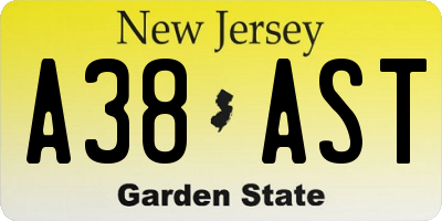NJ license plate A38AST