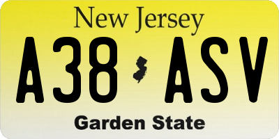 NJ license plate A38ASV