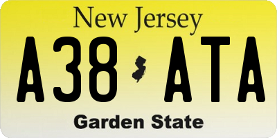 NJ license plate A38ATA