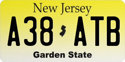 NJ license plate A38ATB