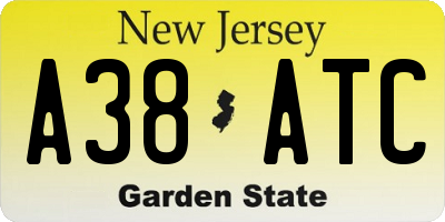 NJ license plate A38ATC