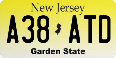 NJ license plate A38ATD