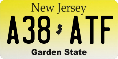 NJ license plate A38ATF