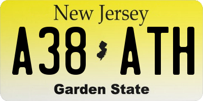 NJ license plate A38ATH