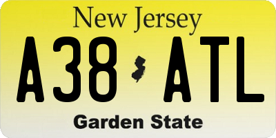 NJ license plate A38ATL