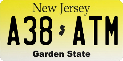 NJ license plate A38ATM