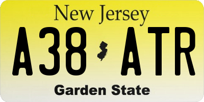NJ license plate A38ATR