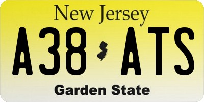 NJ license plate A38ATS
