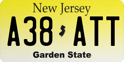 NJ license plate A38ATT