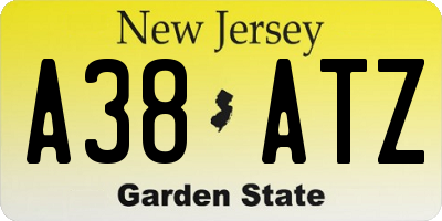 NJ license plate A38ATZ