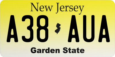 NJ license plate A38AUA