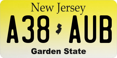 NJ license plate A38AUB