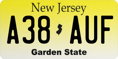 NJ license plate A38AUF