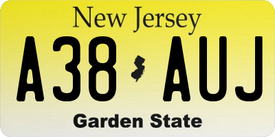 NJ license plate A38AUJ