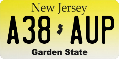 NJ license plate A38AUP