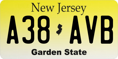 NJ license plate A38AVB
