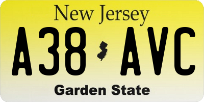 NJ license plate A38AVC