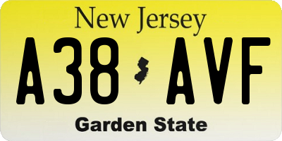 NJ license plate A38AVF