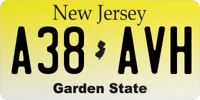 NJ license plate A38AVH