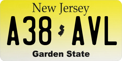 NJ license plate A38AVL