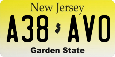 NJ license plate A38AVO