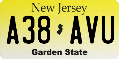 NJ license plate A38AVU