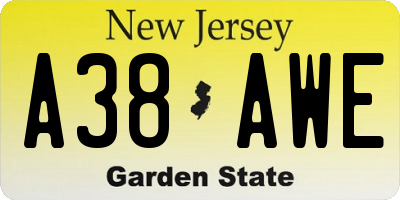 NJ license plate A38AWE