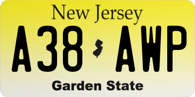 NJ license plate A38AWP