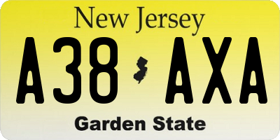 NJ license plate A38AXA