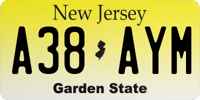 NJ license plate A38AYM