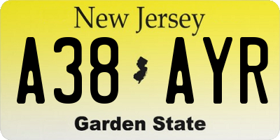 NJ license plate A38AYR